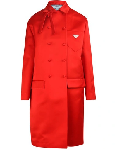 Prada 3/4 Length Coat In Red