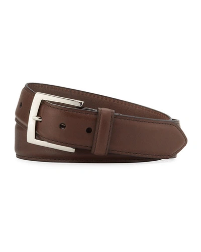 Shinola Signature Leather Bedrock Belt In Bourbon