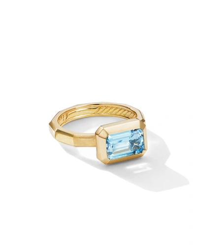 David Yurman 18k Yellow Gold Novella Ring With Blue Topaz In Blue/gold