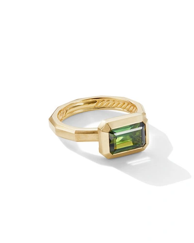 David Yurman 18k Yellow Gold Novella Ring With Green Tourmaline In Green/gold