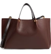 Valentino Garavani Medium Vlogo Leather Tote - Brown In Moro/ Nero/ Rouge Pur