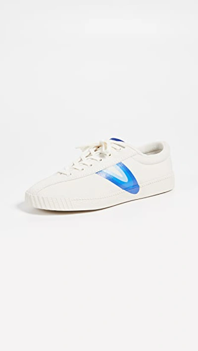 Tretorn Nylite Lace-up Canvas Sneakers In Cream/blue Violet