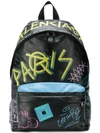 Balenciaga Men's Graffiti Explorer Leather Backpack In Black Multi