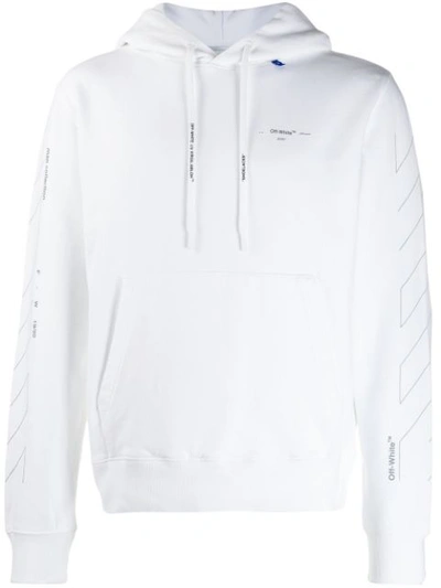 Off-white Unfinished Print Cotton Jersey Hoodie In White