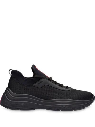 Prada Neoprene And Mesh Sneakers In Black