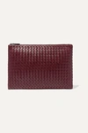 Bottega Veneta Large Intrecciato Leather Pouch In Bordeaux