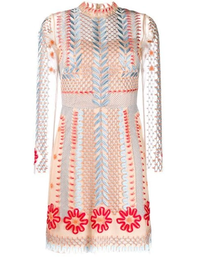 Temperley London Teahouse Embroidered Tulle Mini Dress In Neutrals