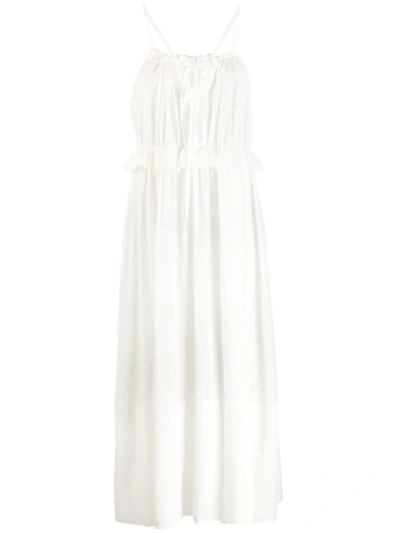 Chloé Ruffled Jacquard-trimmed Silk-crepon Midi Dress In White