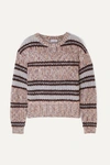 Brunello Cucinelli Sequin-embellished Striped Chunky-knit Sweater In Caribou