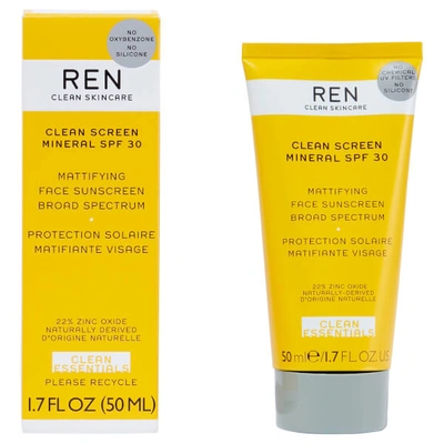 Ren Clean Skincare + Net Sustain Clean Screen Mineral Mattifying Face Sunscreen Spf30, 50ml In Colorless