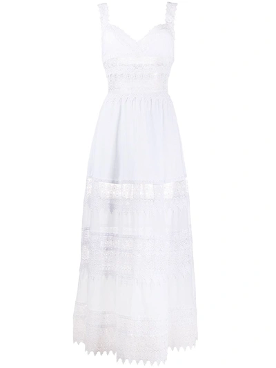 Charo Ruiz Sophia Crocheted Lace-paneled Cotton-blend Voile Maxi Dress In White