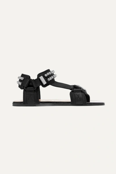 Gucci Shea Crystal-embellished Canvas And Neoprene Sandals In Black