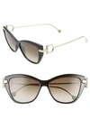 Ferragamo Gancio Cat-eye Plastic & Metal Sunglasses In Black/smoke Gradient