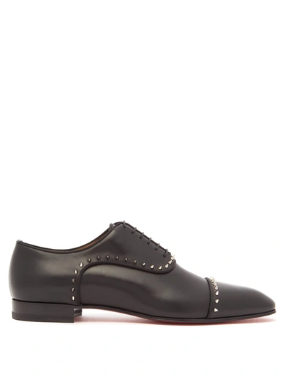 Christian Louboutin Eton Spike Leather Derby Shoes In Black