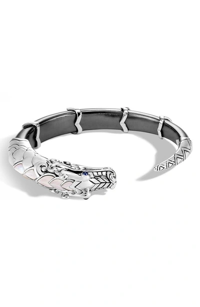 John Hardy Sterling Silver Legends Naga Cuff With Hematite, Mother-of-pearl & Blue Sapphire In Silver/ Pearl/ Hematite