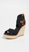 Tory Burch Women's Frieda Platform Wedge Espadrille Sandals In Perfect Black/ Tan