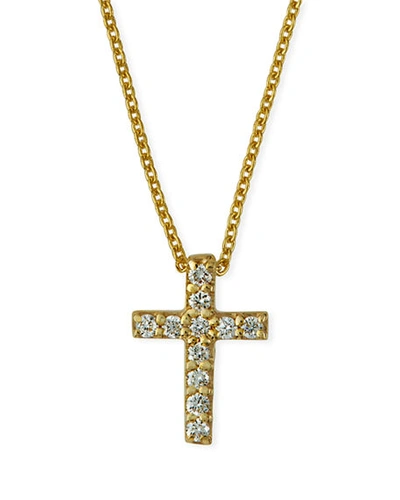 Roberto Coin 18k Small Diamond Cross Pendant Necklace In Gold