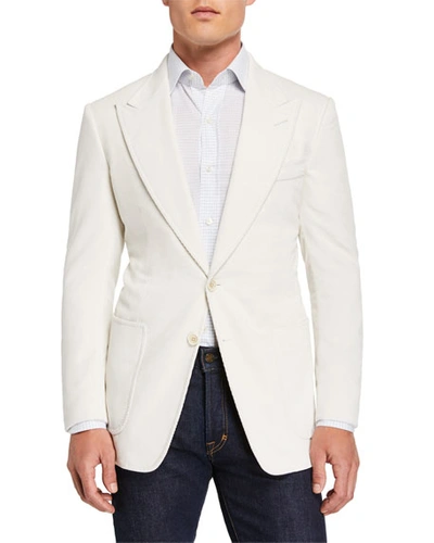 Tom Ford Men's Shelton Silk Canvas Sport Jacket In Beige