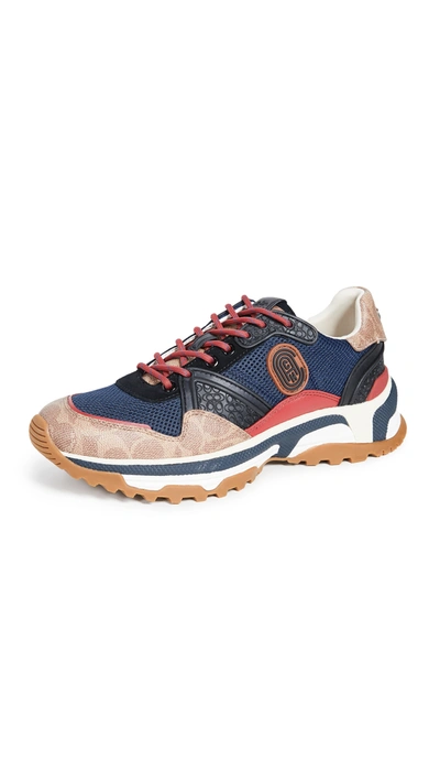 Coach Men's Signature Mixed-media Dad Trainers In Colour<lsn_delimiter>blue/multi