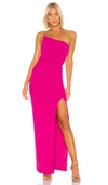 Nookie Lust One Shoulder Gown In Neon Pink