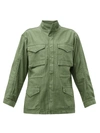 Frame Drawstring-waist Cotton Military Jacket In Olive/army