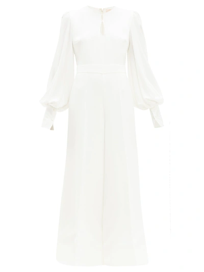 Roksanda Aunya Balloon-sleeve Crepe Jumpsuit In Ivory