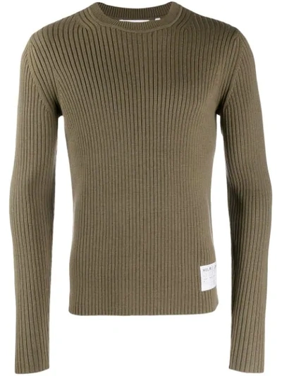 Helmut Lang Ribbed-knit Wool And Cotton-blend Jumper In Green