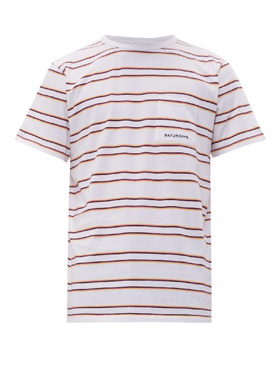 Saturdays Surf Nyc Randall Striped Cotton-jersey T-shirt In White