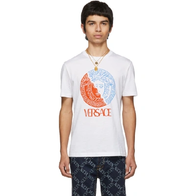 Versace Medusa Head And Logo-print Cotton T-shirt In White