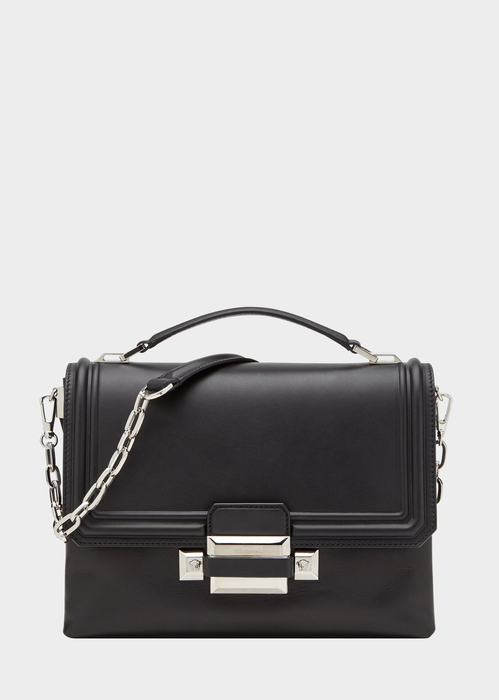 Versace Embossed Edge Dv1 Handbag In Palladium And Black | ModeSens
