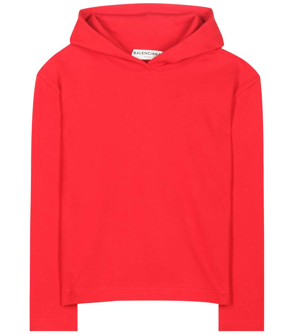 Balenciaga Cotton French Terry Crop Hoodie In Rouge | ModeSens