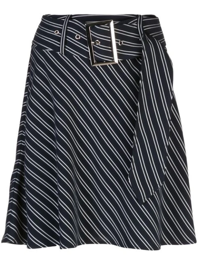 Opening Ceremony Belted Striped Flare Skirt In 4605 Collegiate Navy Mult