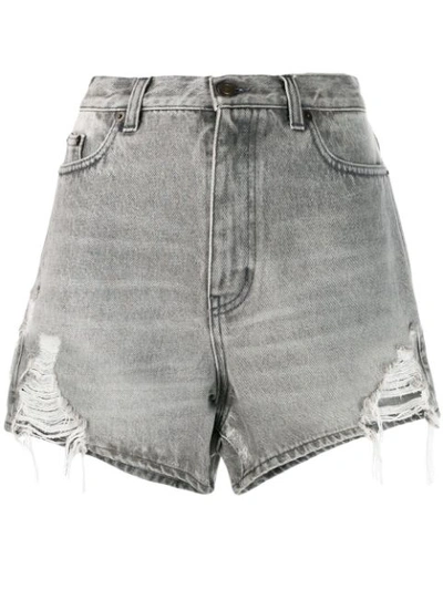 Saint Laurent Sandy Grey Distressed Denim Shorts