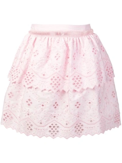 Alberta Ferretti Embroidered Mini Skirt In Pink