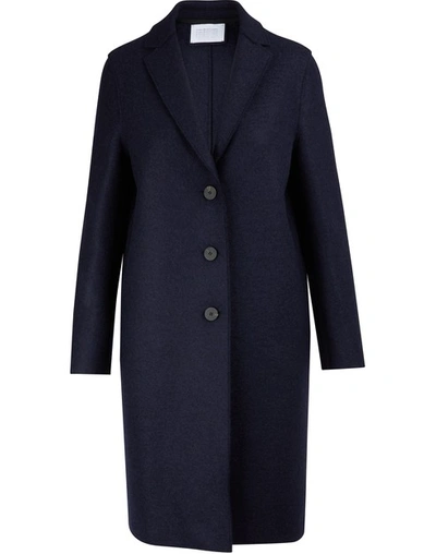 Harris Wharf London Felted Wool Coat In Navy Blue