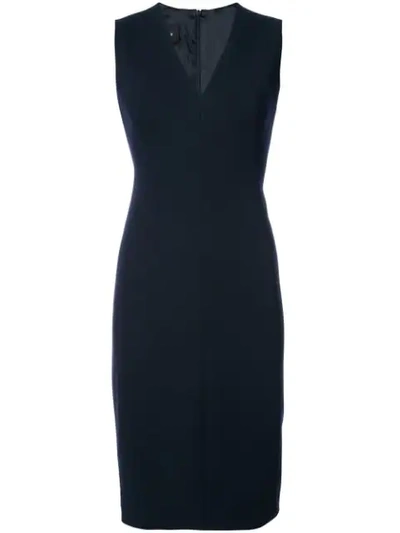 Akris Sleeveless V-neck Dress In Navy