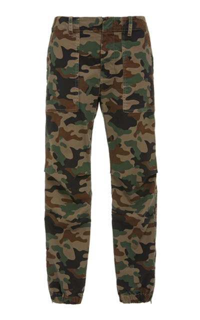 Nili Lotan Cropped Camouflage Cotton-blend Pants In Green