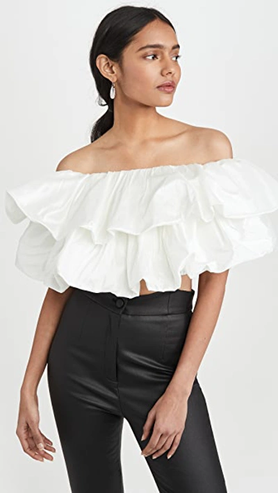 Aje Mimosa Off-the-shoulder Poplin Top In White