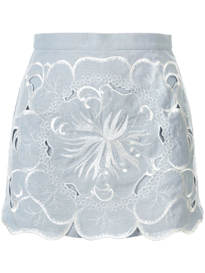 Alice Mccall Dissolving Hearts Linen And Cotton Skort In Blue
