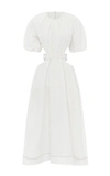 Aje Mimosa Cutout Linen And Silk-blend Midi Dress In White