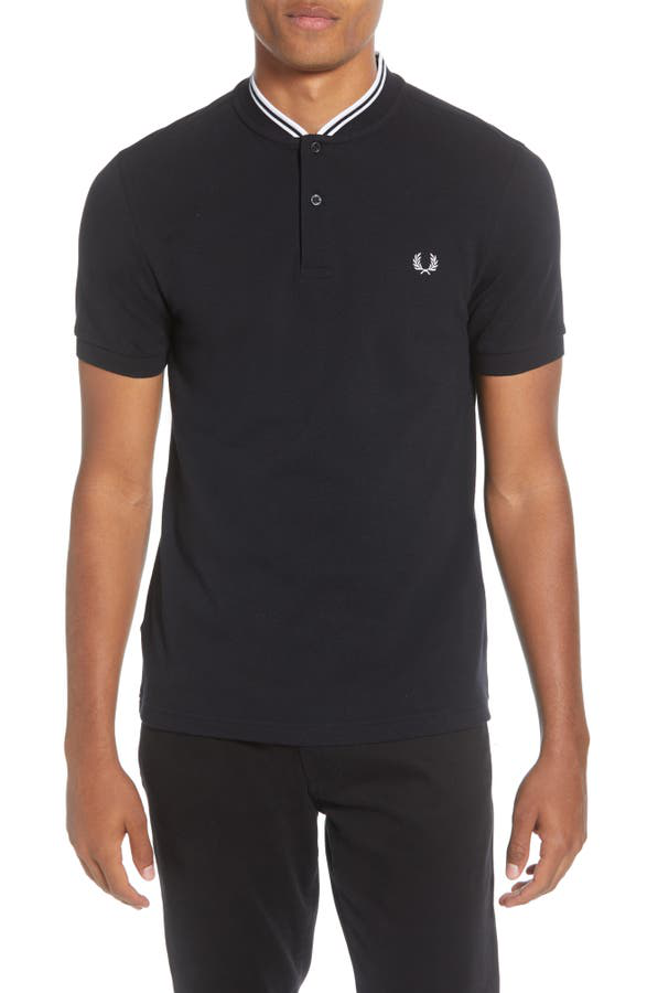 Fred Perry Bomber Collar Polo T Shirt Black | ModeSens