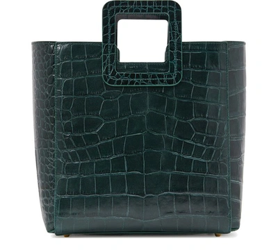 Staud Shirley Crocodile-embossed Tote Bag In Ivy
