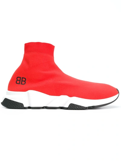 Balenciaga Men's Speed Mid-top Trainer Sock Sneakers, Red In 6501 -  Lipstick | ModeSens