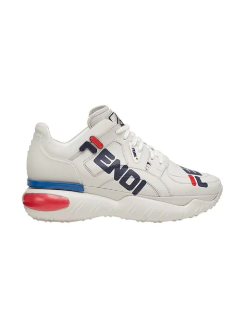 Fendi Logo-print Leather And Rubber Sneakers In White | ModeSens