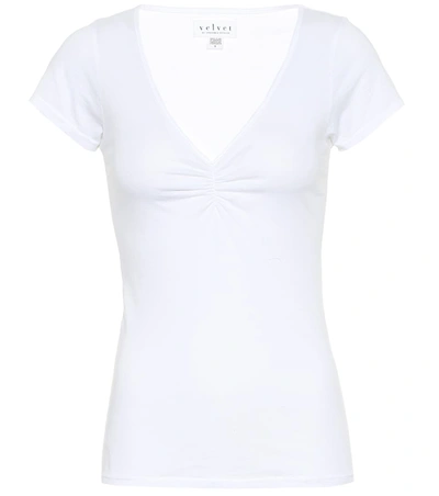 Velvet Bobbie Stretch-cotton T-shirt In White