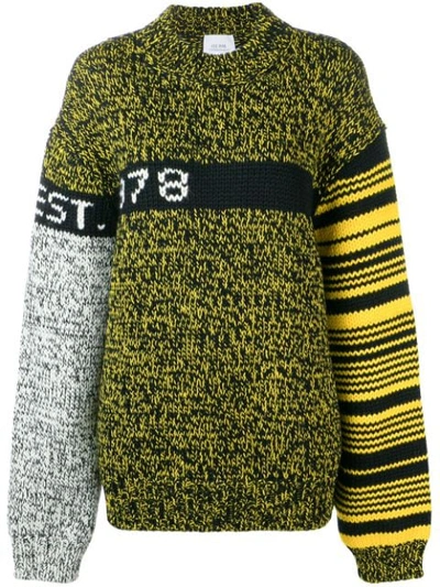 Calvin Klein Jeans Est.1978 Calvin Klein Jeans Est. 1978 Contrasting Panelled Oversized Sweater In 099 Black Yellow Melange