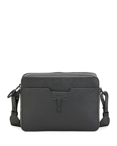 Off-white Men's Web-strap Leather Camera Bag In Black