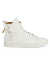 Buscemi Unisex Pebbled Leather High-top Sneakers In White