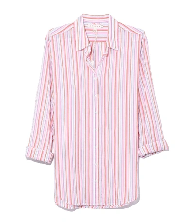 Xirena Beau Striped Cotton Lounge Shirt In Pink Pattern