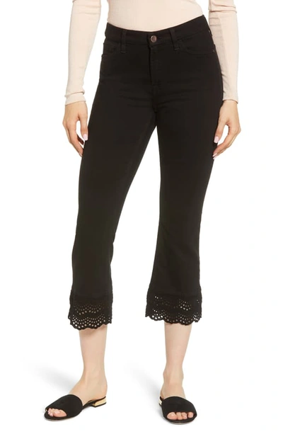 Jen7 By 7 For All Mankind Cropped Boot-cut Jeans With Eyelet Embellishment In Black